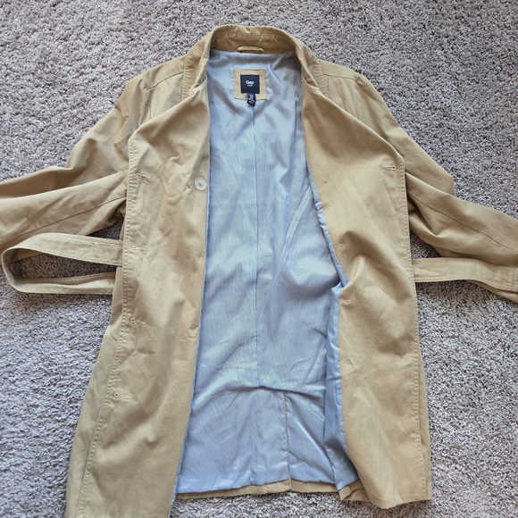 Gap Womens Trench Coat Jacket Belted Khaki Double Breasted Womens XL - Picture 2 of 8